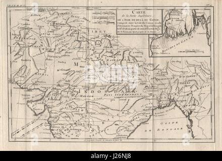 "Partie Superieure de l'inde en deca du Gange". India del nord. BONNE 1780 mappa Foto Stock