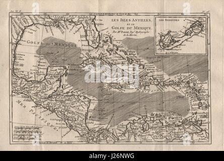 'Les Isles Antilles et le Golfe du Méxique'. Caraibi. BONNE 1780 mappa vecchia Foto Stock