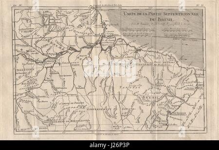 "Carte de la partie septentrionale du Bresil'. Nel nord del Brasile. BONNE 1780 mappa Foto Stock