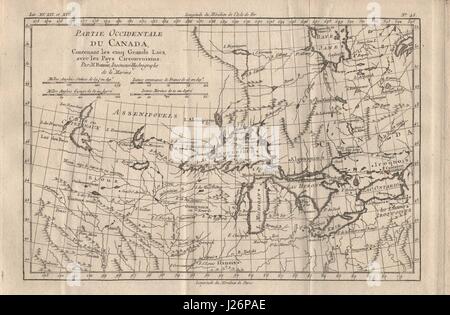 Partie Occidentale du Canada […] Les Cinq Grand Lacs… Grandi Laghi BONNE 1780 mappa Foto Stock