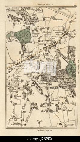 BRENTWOOD Upminster Piccolo Grande Warley Childerditch Shenfield CARY 1786 mappa Foto Stock