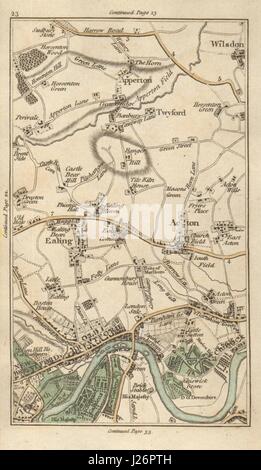 EALING Brentford Chiswick Acton Kew Willesden Wembley Brent CARY 1786 mappa vecchia Foto Stock