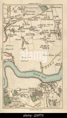 WOOLWICH Greenwich Stratford West East Ham Charlton Barking Plaistow 1786 mappa Foto Stock