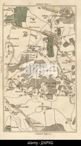 BROMLEY Eltham Chislehurst sparatutto sulla collina del legno Petts Blackheath Park 1786 mappa Foto Stock