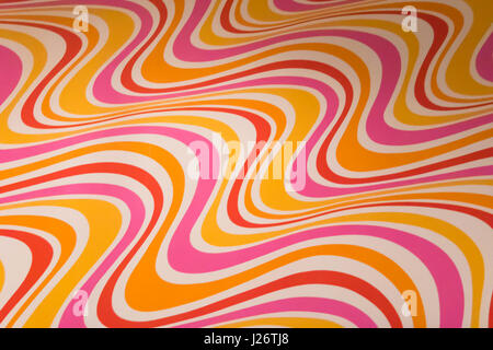 Vintage anni settanta sfondo modello di carta giallo rosso Foto Stock