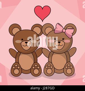 Amare porta giovane animale baby decorazione di cuore Illustrazione Vettoriale