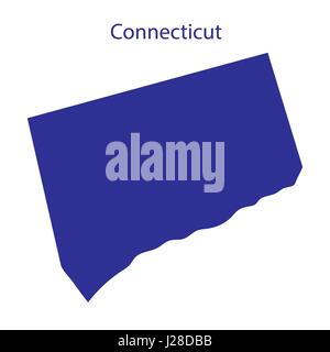 Stati Uniti, Connecticut. Blu scuro silhouette dello stato alle sue frontiere. Illustrazione Vettoriale