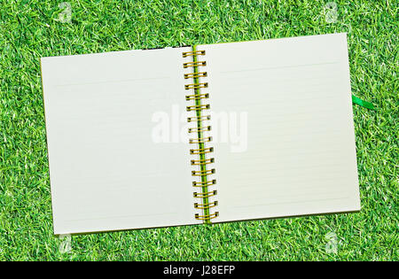 Spirale notebook in pelle di erba Foto Stock