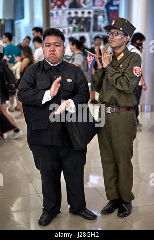 Partecipante Cosplay vestito come Kim Jong un, Comic con, Bangkok, Thailandia, 2017 Foto Stock