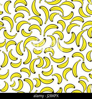 Banane seamless pattern. Vettore illustrazione dello sfondo con frutti. Illustrazione Vettoriale