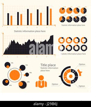Infografico Business concetto - set di vettore di elementi infografico in design piatto per lo stile di presentazione, opuscoli, sito web. Vettore di set di icone. Illustrazione Vettoriale