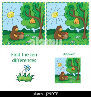 Fumetto illustrazione vettoriale di trovare differenze Illustrazione Vettoriale