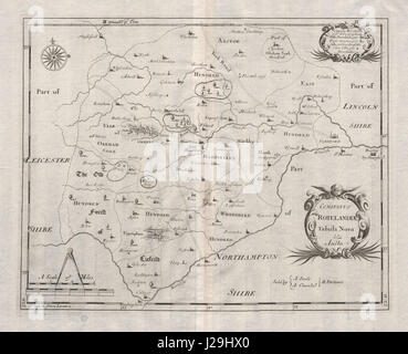 Rutland. "COMITATUS ROTELANDIAE' DI ROBERT MORDEN. Oakham Uppingham 1695 mappa Foto Stock