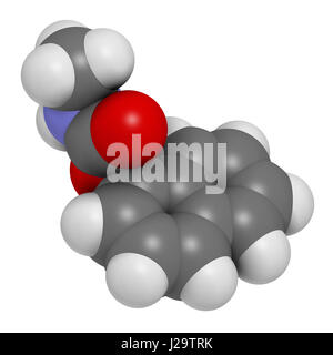Carbaryl (carbaril) delle molecole di insetticida carbammato (classe). Il rendering 3D. Gli atomi sono rappresentati come sfere con i tradizionali colori: idrogeno (w Foto Stock