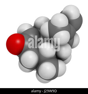 Nootkatone naturale repellente per insetti molecola. Presente nel pompelmo. Il rendering 3D. Gli atomi sono rappresentati come sfere con i tradizionali colori: hy Foto Stock