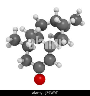 Nootkatone naturale repellente per insetti molecola. Presente nel pompelmo. Il rendering 3D. Gli atomi sono rappresentati come sfere con i tradizionali colori: hy Foto Stock