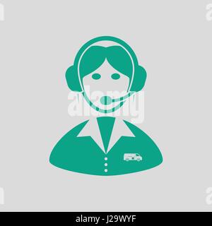 Logistica consulente dispatcher icona. Sfondo grigio con verde. Illustrazione Vettoriale. Illustrazione Vettoriale