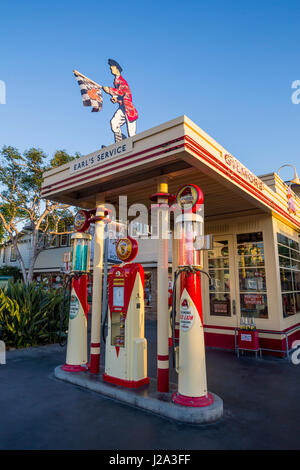 Gilmore Gas station, Gilmore Oil Company, Mercato Agricolo, terza strada e Fairfax Avenue, Los Angeles, California Foto Stock