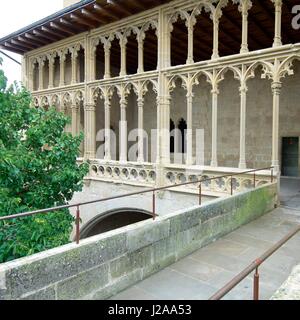 Galleria del re nel castello reale di Olite, Navarra, Spagna Foto Stock