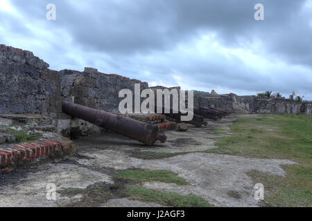 San Jeronimo Fort fu costruito in più fasi tra il 1596 e il 1779 per proteggere il trasporto delle merci dal Sud America in Spagna in Portobelo, P Foto Stock