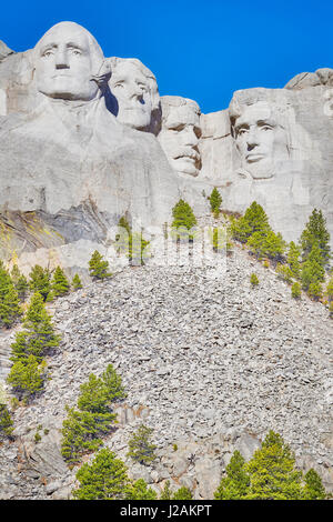 Mount Rushmore National Memorial in una giornata di sole, il Dakota del Sud, Stati Uniti d'America. Foto Stock