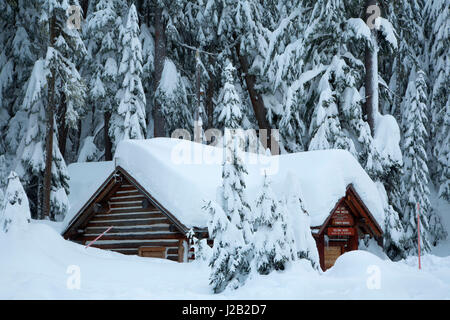 Lago d'oro sno-park shelter, Willamette National Forest, Oregon Foto Stock