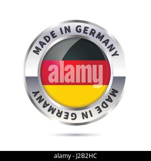 In metallo lucido icona badge, realizzato in Germania Illustrazione Vettoriale