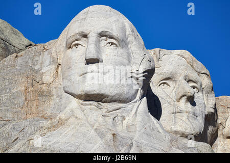 Chiudere l immagine del Monte Rushmore National Memorial con George Washington e Thomas Jefferson, Dakota del Sud, Stati Uniti d'America. Foto Stock