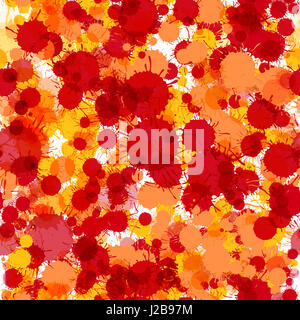 Rosso brillante e arancio acquerello artistico gocce di vernice modello senza giunture Foto Stock