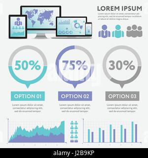 Infografico Business concetto - set di vettore di elementi infografico in design piatto per lo stile di presentazione, opuscoli, sito web. Grande set di Infographics. Illustrazione Vettoriale