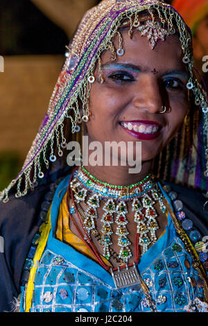 Gypsy Dance intrattenimento. Jaisalmer. Jaisalmer. Il Rajasthan. India. Foto Stock