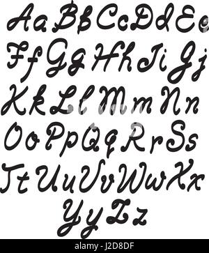 Vettore script manoscritta font. Disegnata a mano stile brush calligrafia moderno corsivo. Scritte a mano e personalizzato alfabeto tipografiche per il logo Illustrazione Vettoriale