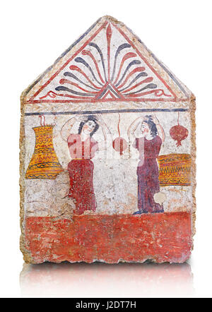 Lucano affresco dipinto della tomba del defunto la raccolta di melograni. Paestrum, Andriuolo. Il III secolo A.C. Foto Stock