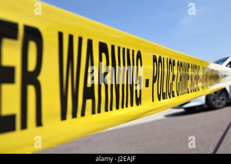 Linea di polizia alla scena del crimine Foto Stock