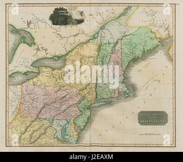 "Provincie del Nord degli Stati Uniti". THOMSON. Distretto di Main[e] 1817 mappa Foto Stock