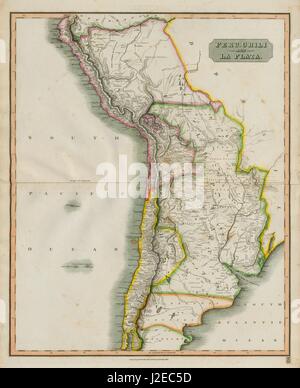 "Il Perù, il peperoncino e La Plata Viceregno". Argentina Chile Bolivia. THOMSON 1817 mappa Foto Stock