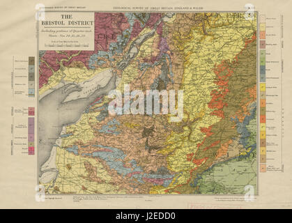 Il quartiere di Bristol geological survey foglio Mendip Hills Cotswolds Bath 1955 mappa Foto Stock