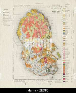 Mappa geologica di Arran. Vintage geological survey mappa. Foglio . Scozia 1961 Foto Stock