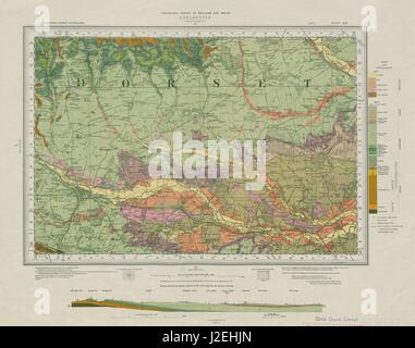 Dorchester. Vintage geological survey mappa. Foglio 328. Il Dorset Dorset Downs 1958 Foto Stock