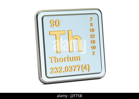Il torio Th, elemento chimico segno. 3D rendering isolati su sfondo bianco Foto Stock