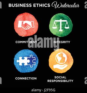 Business Ethics Solid icona impostare Illustrazione Vettoriale