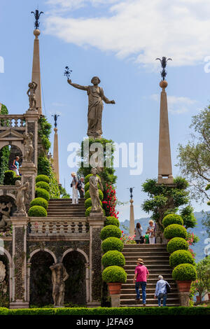 White Peacock. Palazzo Giardino italiano Isola Bella. Isole Borromee. Il Lago Maggiore. L'Italia. Foto Stock