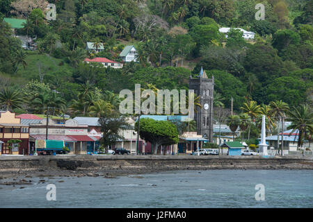 Le isole Figi, l'isola di ovalua, città portuale di levuka. primo insediamento coloniale e la prima capitale della Repubblica delle Figi nel 1874. considerata la più intatta città coloniale rimanenti nelle isole Figi. chiesa parrocchiale del Sacro Cuore di clock tower. (Grandi dimensioni formato disponibile) Foto Stock