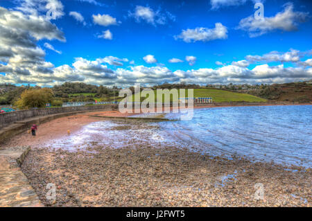 Broadsands spiaggia sud di Torquay Devon UK in colorate HDR Foto Stock