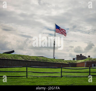 Storico Forte McHenry, luogo di nascita della stella Lamas Banner, l'inno nazionale degli Stati Uniti d'America. Foto Stock