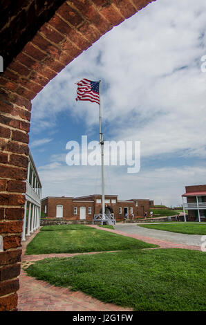 Storico Forte McHenry, luogo di nascita della stella Lamas Banner, l'inno nazionale degli Stati Uniti d'America. Foto Stock