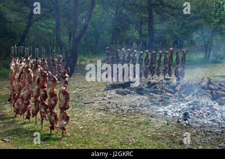 Bidonì, SARDEGNA. Lunedì di Pasqua Festa del paese: agnello arrosto Foto Stock