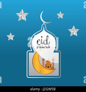Eid kareem / mubarak (piena di benedizione) saluto design, illustrazione vettoriale Illustrazione Vettoriale