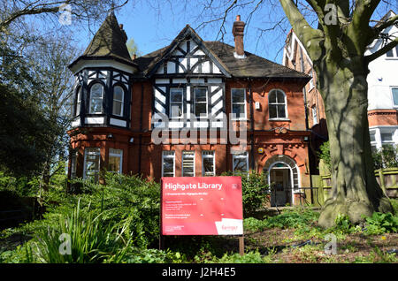 Highgate biblioteca pubblica, Shepherd's Hill, London REGNO UNITO Foto Stock