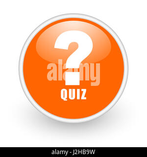 Quiz design moderno di colore arancione lucido web, icona su sfondo bianco. Foto Stock